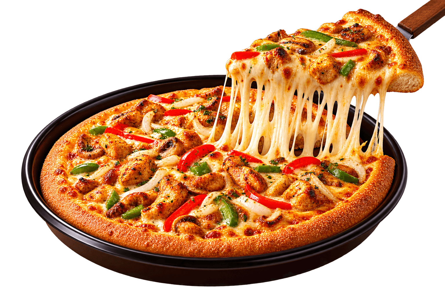 Delicious cheesy pizza from TOP Food & Bakery